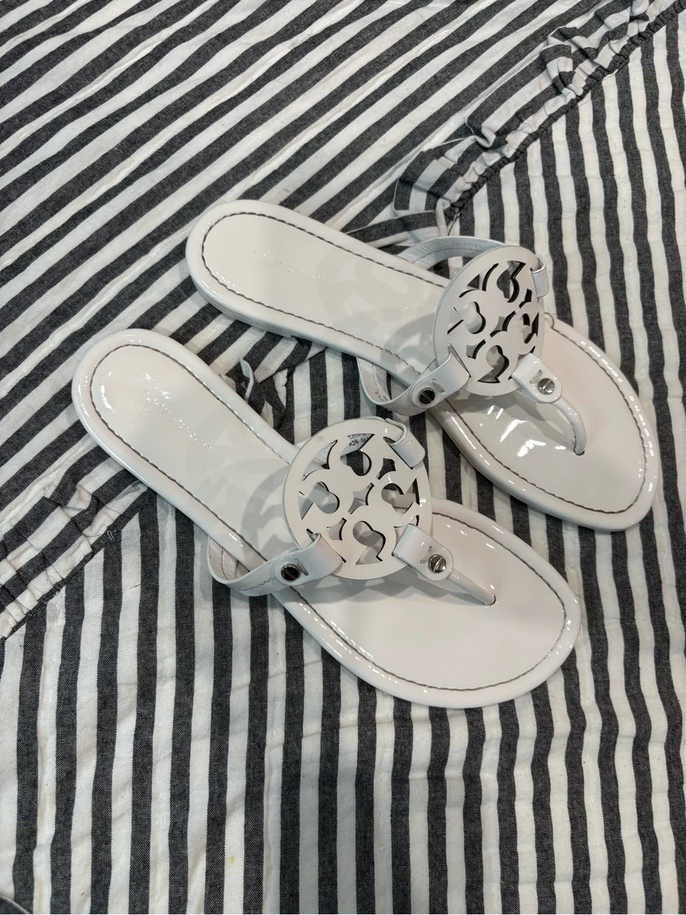 Tory Burch White Miller Thong Sandals 9